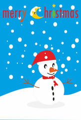 snowman in winter landscape