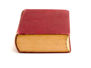 Old red book isolated on white background