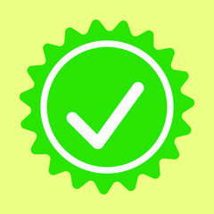Green approved star sticker vector illustration isolated
