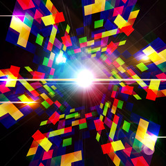 Abstract technology background - computer-generated image. Geometry design: portal of luminous colorful blocks. Digital technology concept.