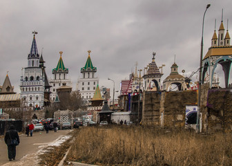Obraz premium Moscow, Russian Federation. outdoor market of Russian craftsmanship