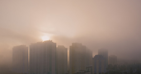 Fototapeta na wymiar smog at the urban city