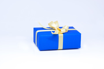 Blue gift box on isolated on white background.