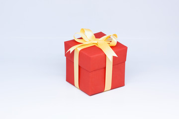 Red gift box on isolated on white background.
