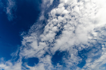 Obraz premium Clouds in the sky are blue as the background.