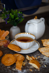 still life with tea and biscuits