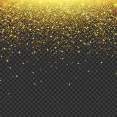 Gold glitter stardust background. Falling stars texture. Vector illustration