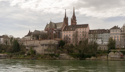 Obraz premium Basel Rhein River and Riverside
