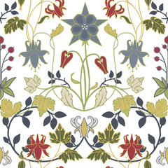 Modern Art Nouveau Tiffany vector pattern - obrazy, fototapety, plakaty