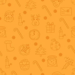 Seamless background with Christmas symbols