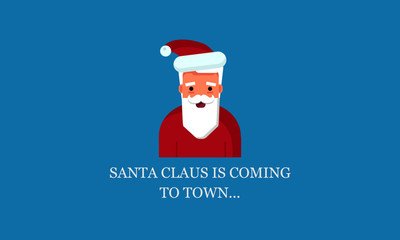 Santa Claus Is Coming To Town Quote with Santa Claus Vector Illustrator 