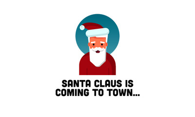 Santa Claus Is Coming To Town Quote with Santa Claus Vector Illustrator 