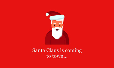 Santa Claus Is Coming To Town Quote with Santa Claus Vector Illustrator 