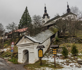 Spania Dolina village in dark winter morning