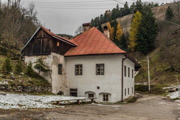 Spania Dolina village in dark winter morning