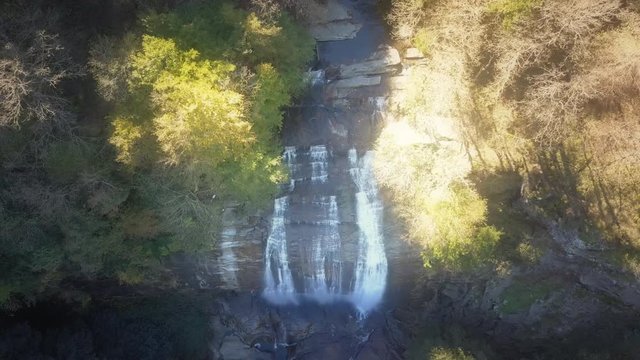 Suuctu Waterfall. 1 minute long aerial shot, prores codec. This waterfall, which is in a beech-tree forest, was one of the most beautiful spots in Turkey Country
