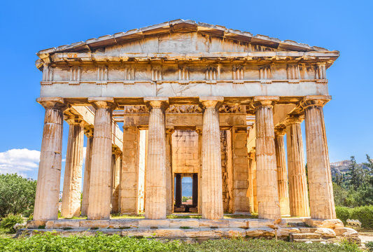 Temple of Hephaestus in Ancient Agora, Athens, Greece. Greek hystory concept.