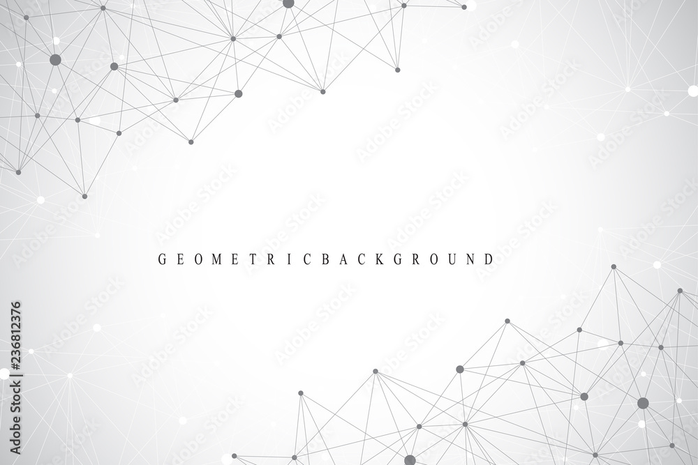 Aufkleber Global network connections with points and lines. Networking and Big Data visualization background. Futuristic global business. Vector Illustration