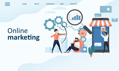 Online marketing landing page template. Modern trend flat design concept of web page design for website and mobile website. Easy to edit and customize. Vector illustration. Isolated