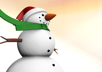 Portrait of christmas snowman under an afternoon sky