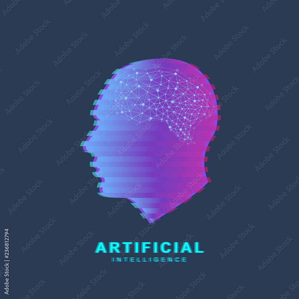Leinwandbilder Artificial Intelligence Logo. Artificial Intelligence and Machine Learning Concept. Vector symbol AI. Neural networks and another modern technologies concepts. Technology sci-fi concept