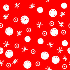 Merry Christmas and Happy New Year seamless background with traditional symbols: snowflakes and gifts