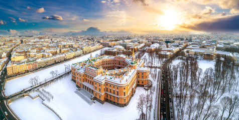 Saint Petersburg. Panorama of St. Petersburg. Engineering lock. Petersburg in the winter. Russia....