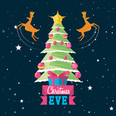 merry christmas tree with reindeer