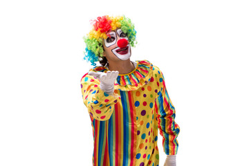 Funny clown isolated on white background