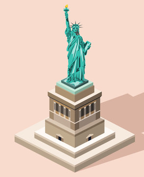 Statue of Liberty vector 3d isometric illustration