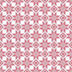 Red and white stylized knitted seamless pattern