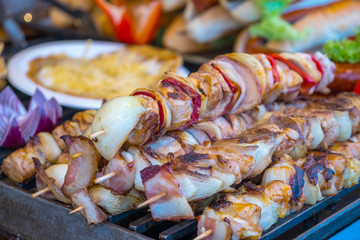 Hungarian meats at a market stall in Budapest