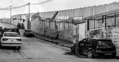 Fence on the border between Israel and Palestine in Bethlehem