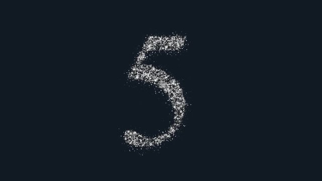 Effervescent number 5 symbol - alphabet letter particles animation