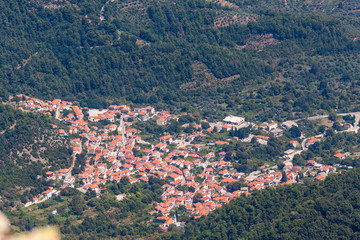 Fototapeta premium View of the village from the mountains of thassos
