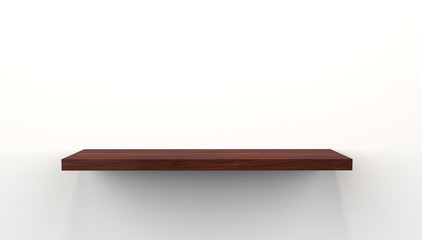 3D Illustration of floating shelf mounted on wall