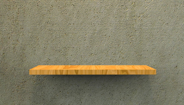 3D Illustration of floating shelf mounted on wall