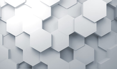 Abstract white cg background with hexagons 3d