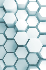 3d extruded hexagon pattern on wall