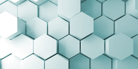 Fototapeta premium 3d extruded hexagons on wall