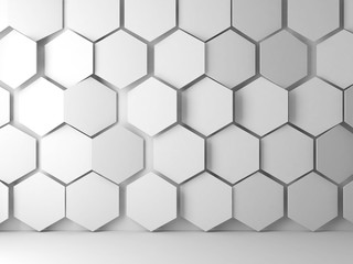 White interior background with hexagonal relief