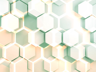 Abstract colorful digital hexagonal pattern 3d