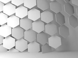 Hexagon pattern installation, 3d render