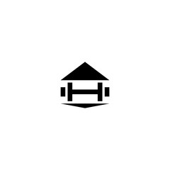 Fototapeta na wymiar Home Fitness Gym logo, Barbell, Dumbbell Gym Icon Logo Template Illustration Design.