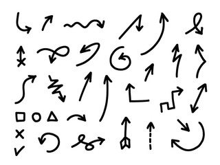 Hand drawn arrow set, vector illustration graphic