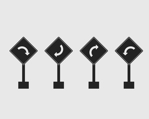 Rectangular Left Right Turn Symbol Icon of Highway