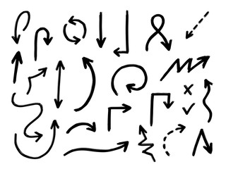 Hand drawn arrow set, vector illustration graphic