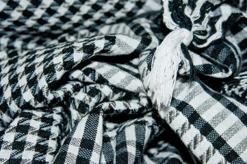 Black arabic scarf Shemagh. Close-up. The real shemagh. 
