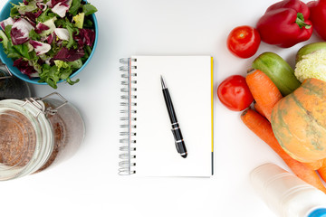 Vegetable diet nutrition and medication concept. Nutritionist offers healthy vegetables diet.