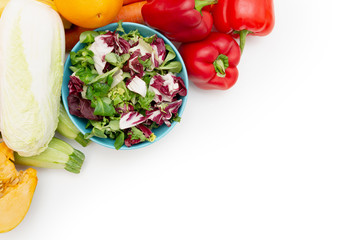 Vegetable diet nutrition and medication concept. Nutritionist offers healthy vegetables diet.